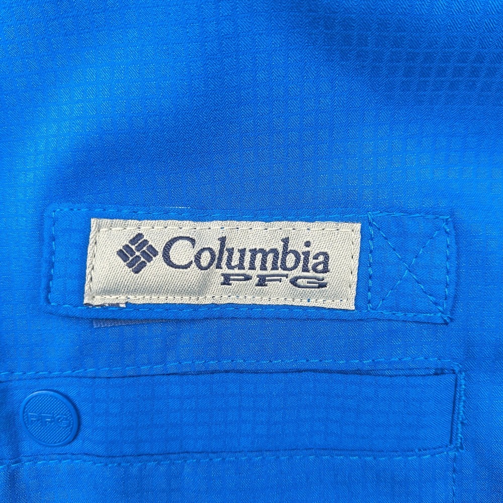 Columbia PFG Mens Large Blue Long Sleeve Fishing Shirt Omni-Shade Vented Ripstop - Picture 4 of 13